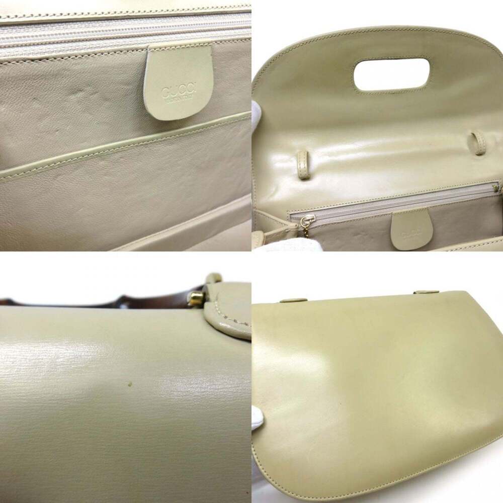 GUCCI Cream Leather Bamboo Bag - Picture 8 of 10